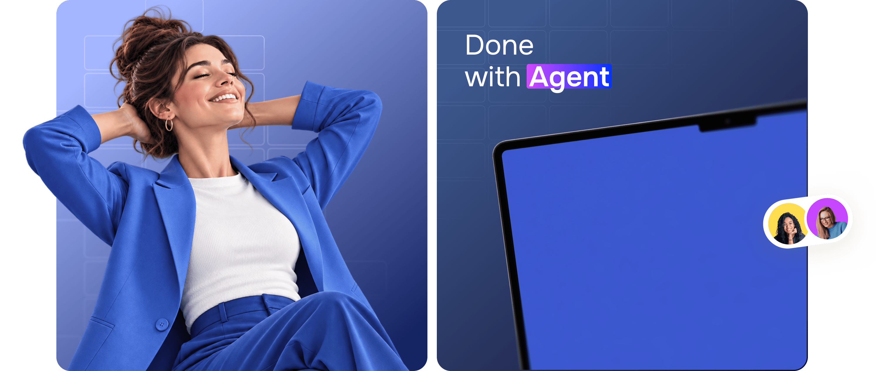 A relaxed global team member and the PIO Genie Agent workspace