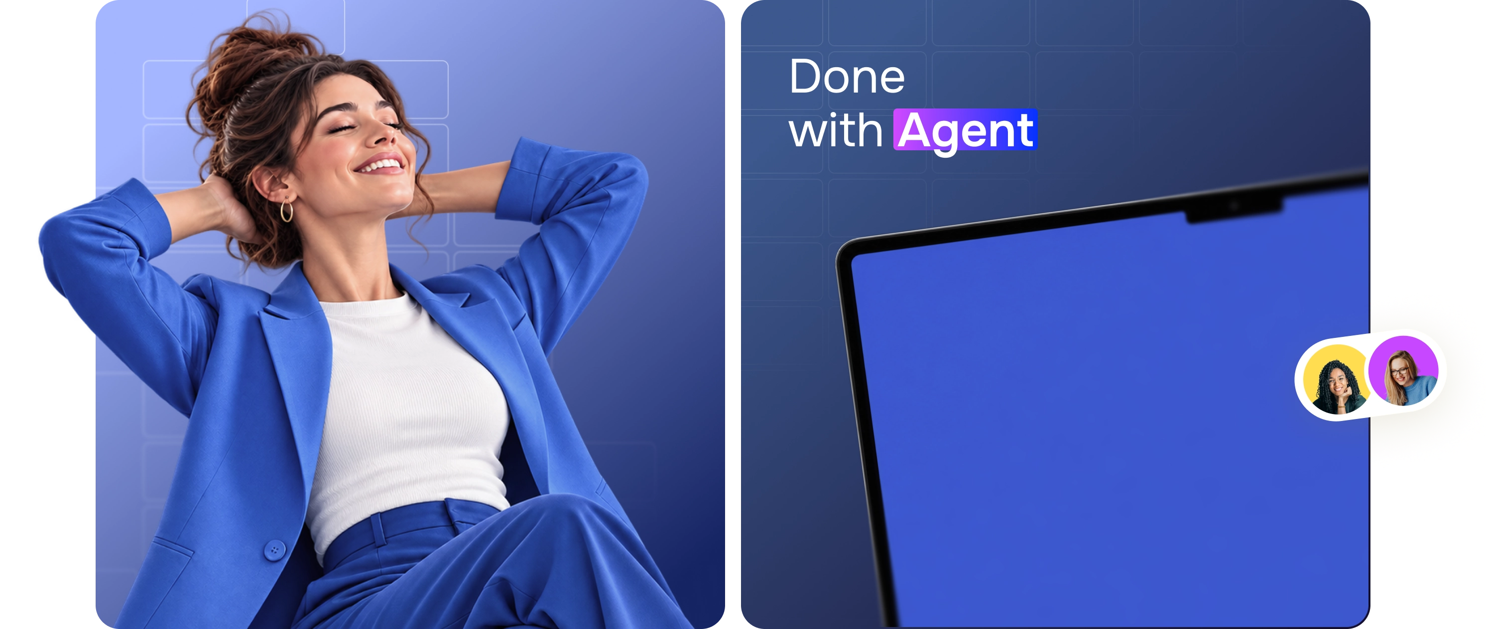 A relaxed global team member and the PIO Genie Agent workspace
