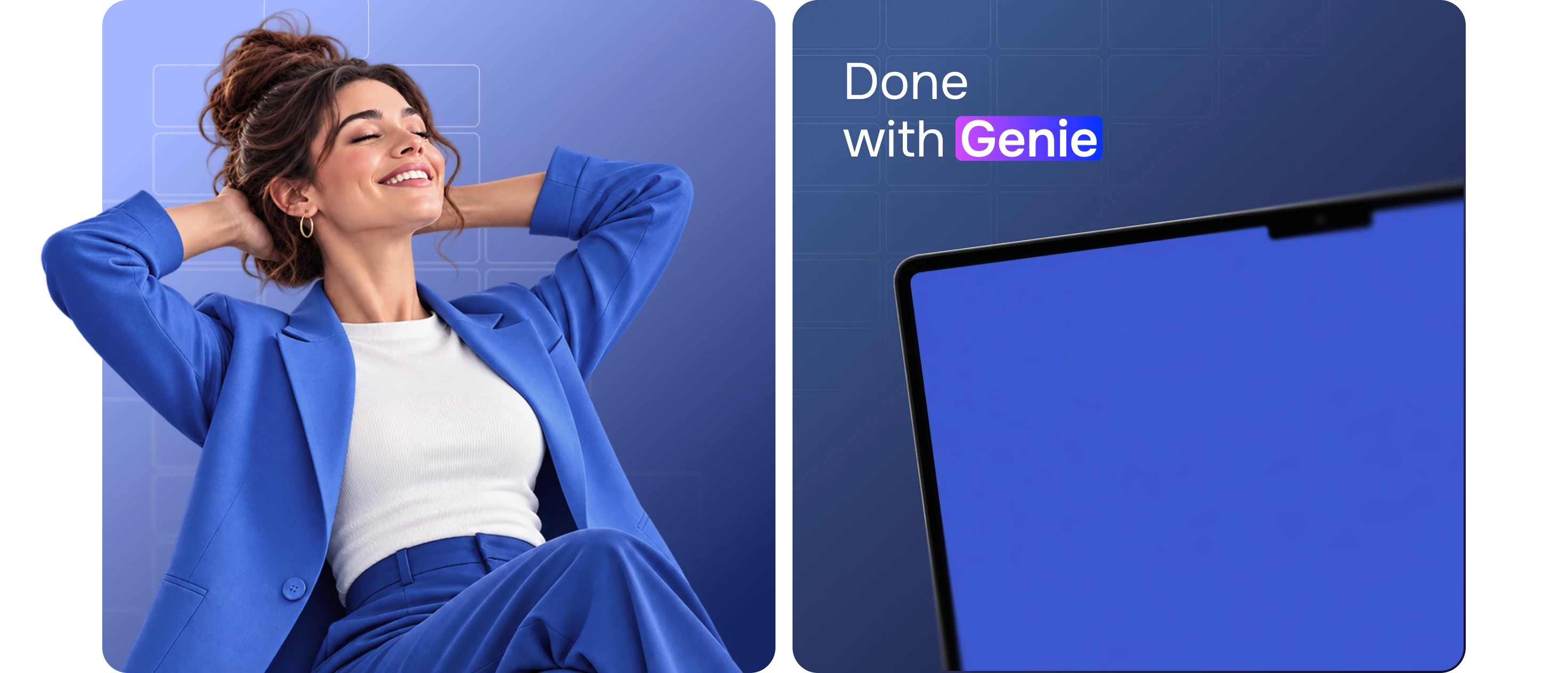 A relaxed global team member and the PIO Genie workspace